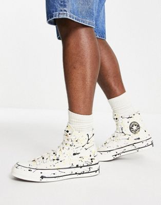 white converse with paint splatter