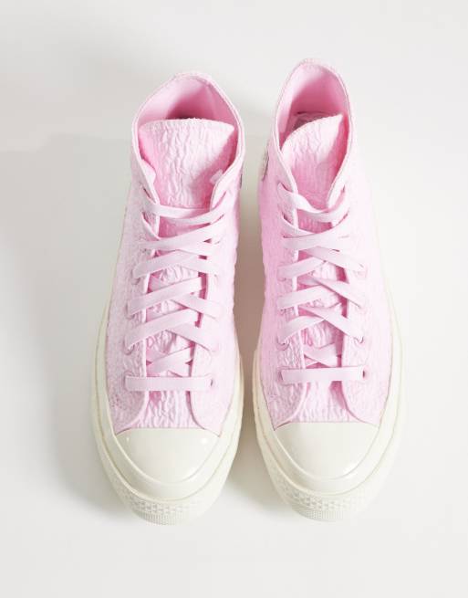 Converse – Chuck 70 Hi – Różowe marszczone buty sportowe za kostkę, 3 z 5