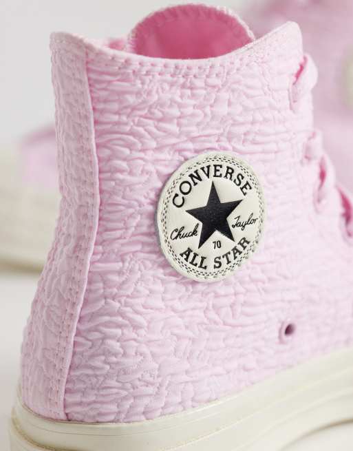 Converse – Chuck 70 Hi – Różowe marszczone buty sportowe za kostkę, 4 z 5