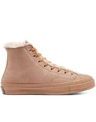 Converse Chuck 70 Hi shearling sneakers in iced coffee