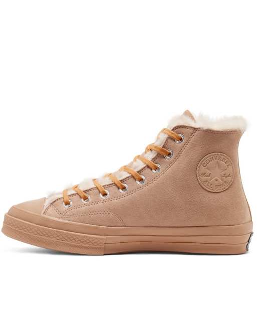 Converse Chuck 70 Hi shearling sneakers in iced coffee