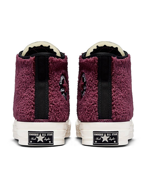 Converse Chuck 70 Hi sherpa sneakers in shadowberry | ASOS