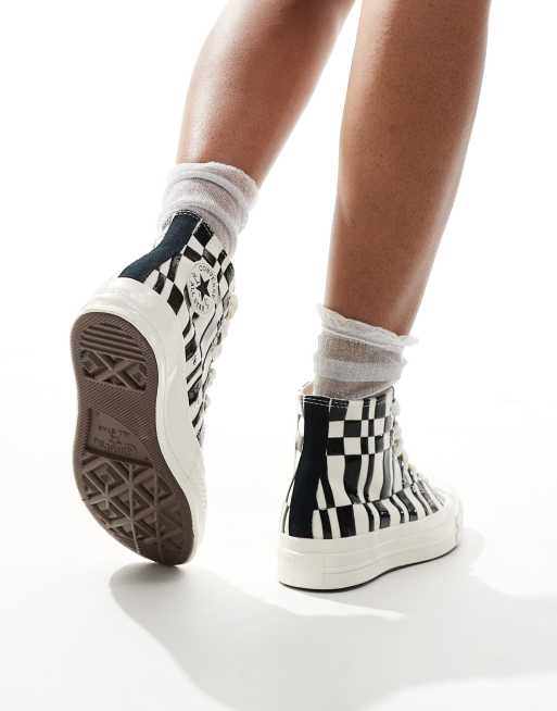 Converse - Chuck 70 Hi - Skakternede sneakers i sort og hvid, 4 af 5