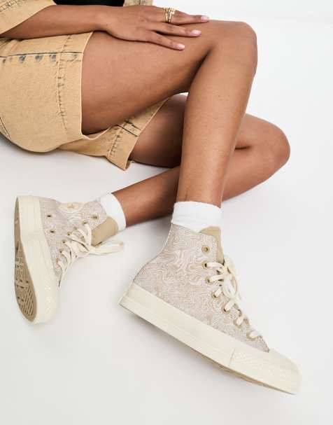 Converse - Chuck 70 Hi - Sneakers alte beige con motivo a spirale - view 1