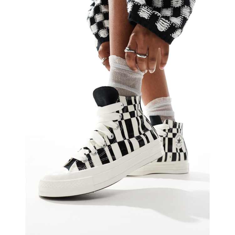 Converse black and white checkered on sale