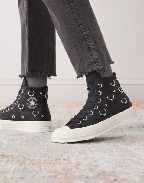 Converse Chuck 70 Hi sneakers in black with silver hardware - view 1