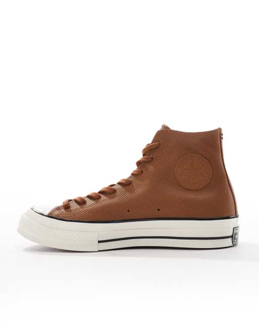 Brown Converse Alte Pelle Marrone Stivaletto Scarpe All Star Pelle - Main Image