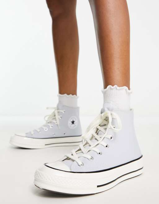 Grey and white on sale converse high tops