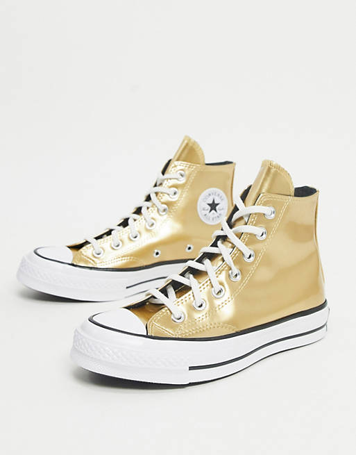 Calibre Afskedige Bær Converse Chuck 70 Hi sneakers in metallic gold | ASOS