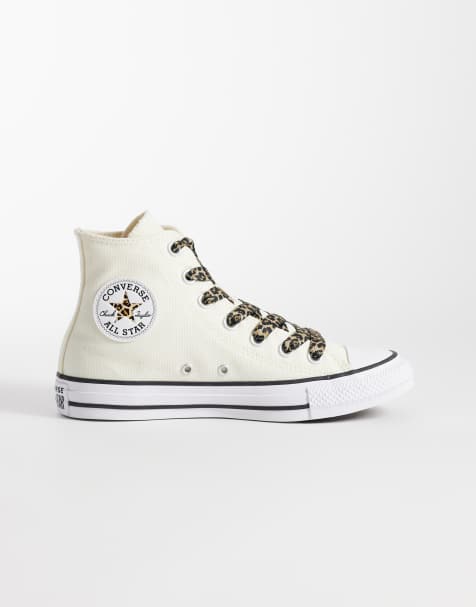 Converse Chuck 70 Hi Sneakers in off white with leopard print laces - view 1