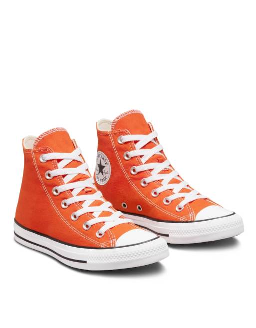 Orange chuck taylors high hot sale tops