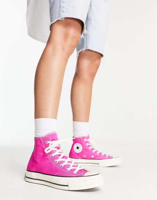 Bright cheap pink converse