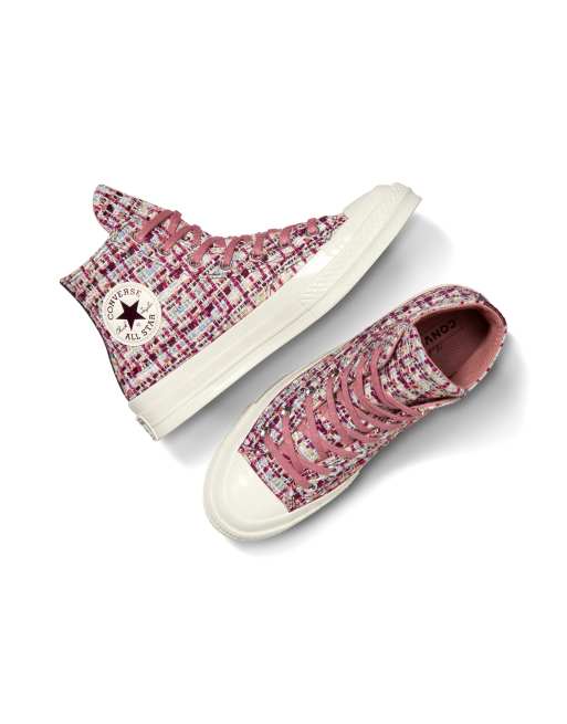 Converse - Chuck 70 Hi - Sneakers van glinsterend tweed in orchid abyss/legend berry, 2 van 4