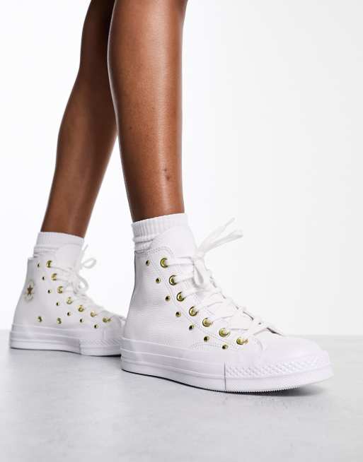 White and cheap gold chucks