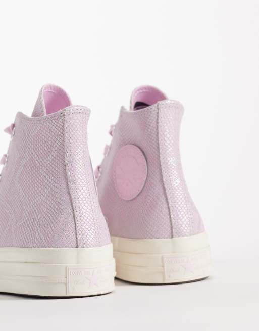 Converse Chuck 70 Hi suede sneakers in pink snake print, 2 of 5