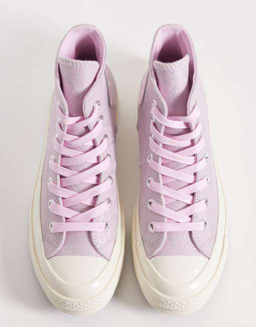 Converse Chuck 70 Hi suede sneakers in pink snake print, 3 of 5