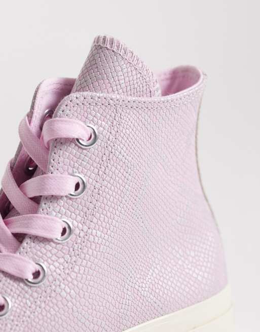Converse Chuck 70 Hi suede sneakers in pink snake print, 4 of 5