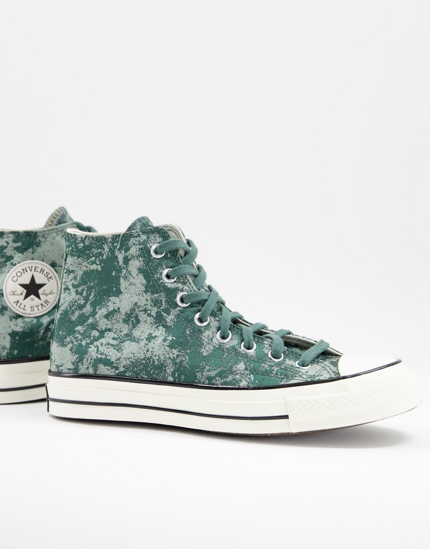 Converse - Chuck 70 Hi - Teksturerede sneakers i grøn jacquard