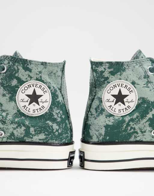 Converse Chuck 70 Hi textured jacquard fabric trainers in green, 2 of 4
