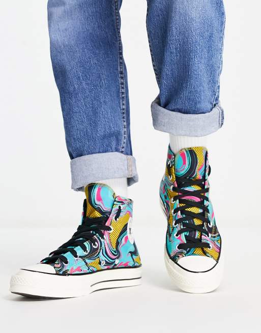 Converse - Chuck 70 Hi Throwback Craft - Sneakers med marmorprint