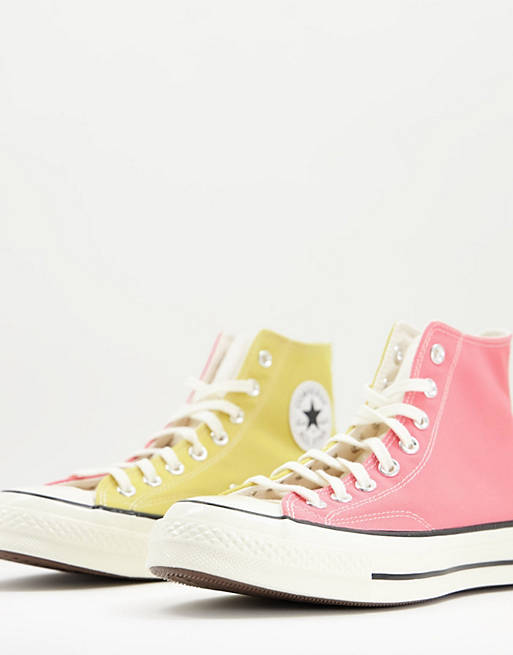 Converse Chuck 70 Hi trainers in yellow and pink