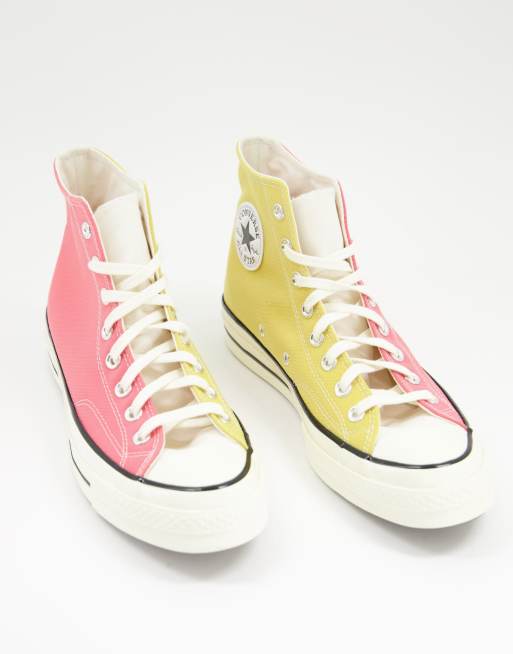 Pink and yellow converse on sale