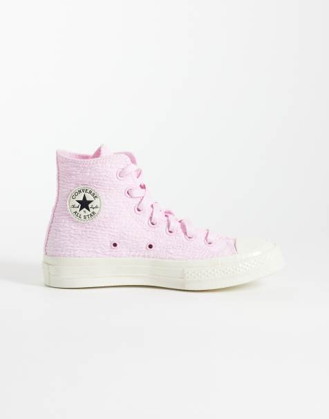 Converse Chuck 70 Hi trainers with crinkle detail in pink - view 1