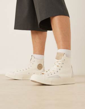 Converse Chuck 70 Hi trainers with mixed material in off white