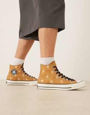 Converse Chuck 70 Hi trainers with star print in brown