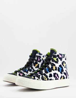 Converse Chuck 70 Hi Velvet Leopard Print Sneakers In Egret/multi-white In White