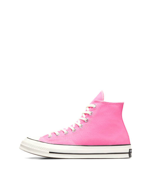 Converse Chuck 70 Hi Vintage Sneaker aus Canvas in Rosa ReiherweiB Schwarz ASOS