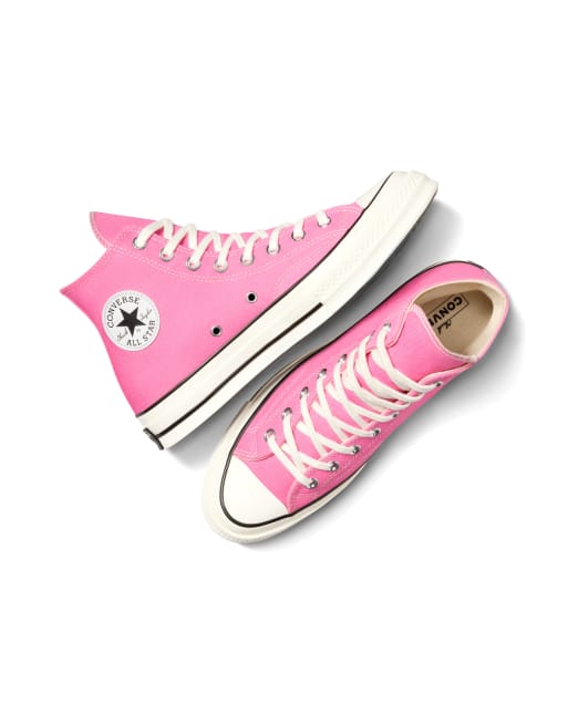 Converse Chuck 70 Hi Vintage Sneaker aus Canvas in Rosa ReiherweiB Schwarz ASOS