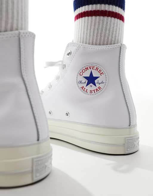 Converse – Chuck 70 Hi – Vita sneakers med höga skaft i läder, 4 av 5