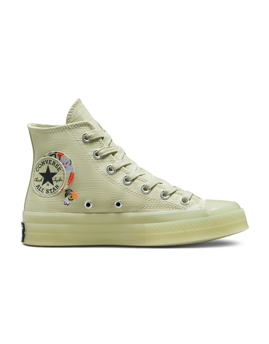 Converse Chuck 70 Hi Women's History Month canvas tearaway sneakers in olive aura-Green