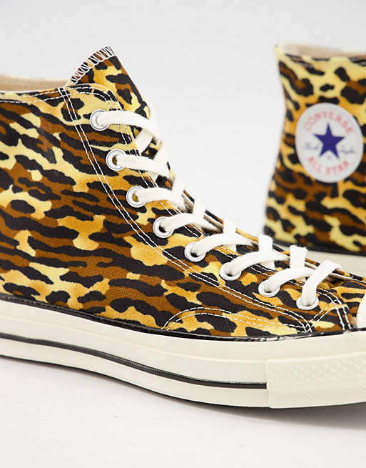 Converse Chuck 70 Hi x Invincible x Wacko Maria leopard print canvas  sneakers in brown