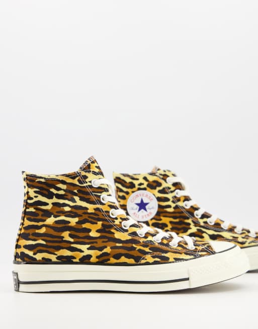 Converse Chuck 70 Hi x Invincible x Wacko Maria leopard print canvas  sneakers in brown