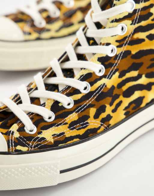 Converse Chuck 70 Hi x Invincible x Wacko Maria leopard print canvas  sneakers in brown