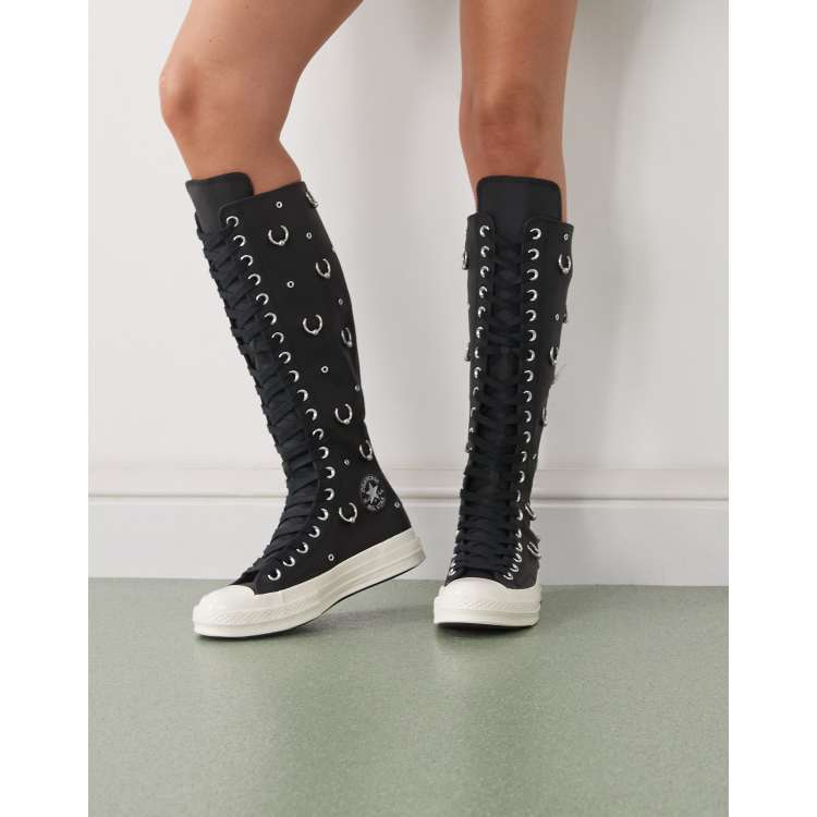Converse Chuck 70 Knee Hi trainers in black with silver hardware