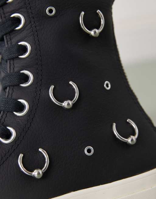 Converse – Chuck 70 – Kniehohe Sneaker in Schwarz mit Metallverzierung in Silber, 4 von 5
