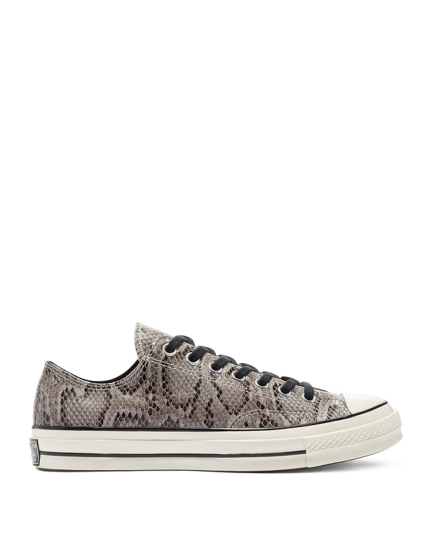 Converse Chuck 70 Low Archive Reptile snake print leather sneakers in gray-Grey
