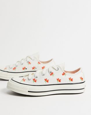 Converse Chuck 70 Low floral embroidered trainers in white - ASOS Price Checker