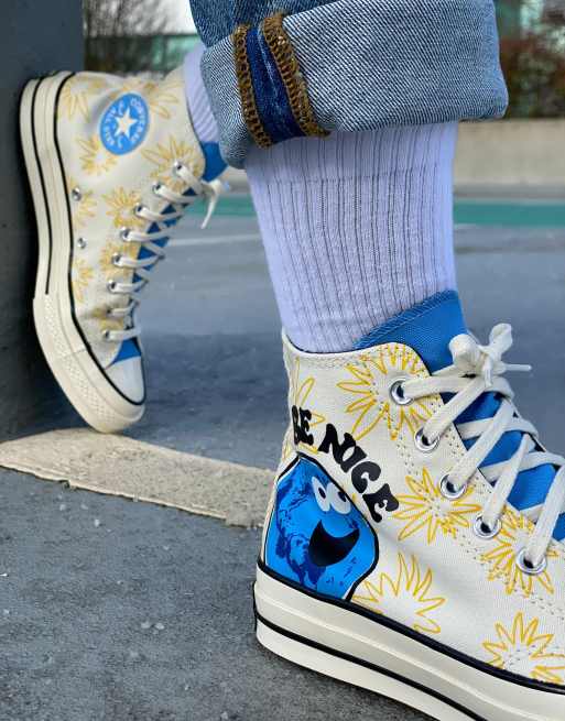 Converse Chuck 70 Much Love Baskets montantes imprimees Blanc et jaune