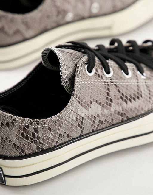 Converse Chuck 70 OX Archive Reptile leather sneakers in dark gray مبخره كهربائيه