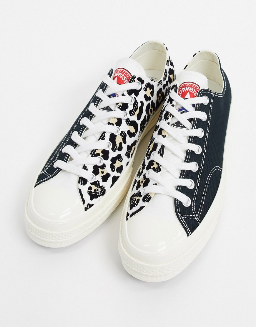 Converse - Chuck '70 Ox - Sneakers con logo diviso e stampa leopardata-Marrone