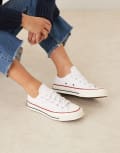 [Converse] Converse Chuck 70 Ox Wide Fit vintage canvas sneakers in white 38 White/Garnet/Egret