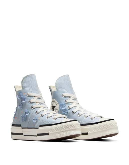 Blue hot sale flower converse