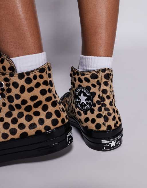 Converse Chuck 70 Pony Hair Sneaker in animal print with black detail, 4 of 5