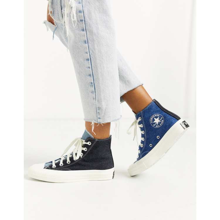 Converse blanche avec clearance jean