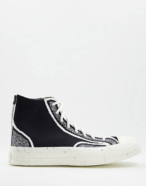 Converse – Chuck 70 Renew – Czarno-białe dzianinowe buty sportowe