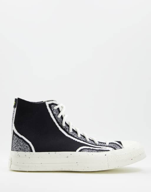 Converse - Chuck 70 Renew - Gebreide hoge sneakers in zwart en wit